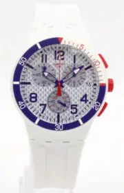 Swiss Swatch Originals Speed Up Light Gray Silicone Chrono Watch 42mm SUSM401