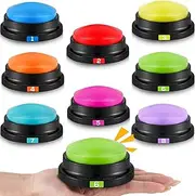 Xuhal 8 Pieces Easy Button Answer Buzzers with Number Assorted Colored Recordable Button Game Show Buzzers 30 Second Voice Record Talking Button for Family Study Office Home Trivia Nights, 8 Colors