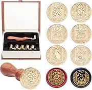 SWANGSA Wax Seal Stamp Set, Vintage 6 Pieces Sealing Wax Stamp Heads and 1 Wooden Handle for Wedding Party Invitations, Letters, Envelopes, Christmas (Starry Animals Set)