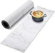 yeload Trivet Table Runner Hot Plates Mat 12 X 40 Inch Heat Resistant Table Protector Waterproof Decorative Farmhouse Kitchen Trivets Counter Heat Proof Placemats for Hot Dishes (Marble)