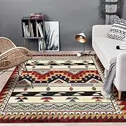 Washable Non Slip Large Rugs 160 x 280 cm,Soft Short Pile Rugs for Living Room,Bedroom,Office,Dining Room,Kitchen Geometric Brown Ethnic Style