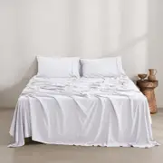 Dreamaker Superfine Washed Microfibre Sheet Set White Super King Bed