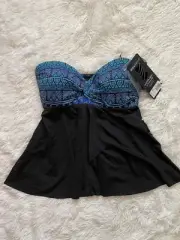 Miraclesuit Gypsy Cadiz Bandeau Tankini Top Size 10 New With Tags