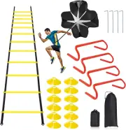 Speed & Agility Ladder Training Equipment Set, Includes 12 Rung 20Ft Agility Lad