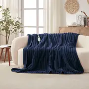 Dreamaker Chunky Embossed Fleece Heated Throw Midnight Blue - 180 x 200cm