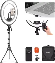 NEEWER 18 Inch Edge Lit Ring Light Kit 45W 3300Lux 2900K-7000K 12 Scenes with AP