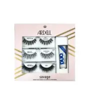 ARDELL Savage Lash Kit 3 Pairs Lashes + Duo Adhesive 601 Black Wispies 113 251