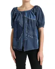 Dolce & Gabbana Denim Patchwork Top TSH84269 Women Blue