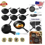Elegant 6.3-inch Mini Cast Iron Frying Pan Set with Oil Brush – Indoor & Outdoor