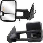Towing Mirrors Compatible With 2015-2018 Chevy Silverado 1500 2500 3500 Power Heated LED Signal Arrow Light Auxiliary Lamp Smoke Lamp Cover