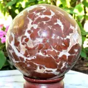 Large Red King Cobra Jasper Crystal Sphere Handmade Crystal Home Office Decor