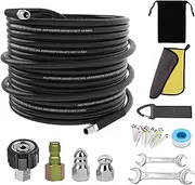 Sewer Jetter Kit for Pressure Washer, Water Jet Drain Cleaning Hose with Pionter Button Nose Nozzle 1/4" NPT Sewer Cleaning Tool High-Pressure Nozzles,5800 PSI 25 FT