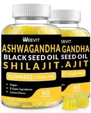 Ashwagandha Gummies Shilajit Black Seed Sea Moss Maca Root Turmeric All in On...