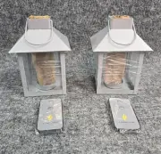 Luminara Set Of 2 Gray Mini Lanterns With Remote & Flameless Candles #3
