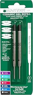 Monteverde Capless Gel Ballpoint Refill to Fit Parker Ballpoint Pens, Fine Point, Black, 2 per Pack (P422BK)