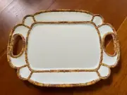 Two’s Company Bamboo Touch Rectangular Serving Platter Tray with Handles