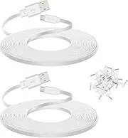Smays 2-Pack 10 ft Extension Cable for WYZE Cam v4, WYZE Cam v3 and v3 Pro Camera, Long Flat Micro USB Cord, White