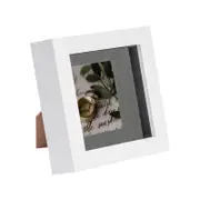 Nicola Spring 4 x 4 3D Shadow Box Photo Frame - Craft Display Picture Frame with 2 x 2 Mount - Glass Aperture - White