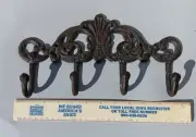 Victorian Wall Mount Coat Or Towel Hooks Four Hooks Metal 12 X 6 In. Stone