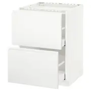 METOD / MAXIMERA base cab f hob/2 fronts/2 drawers, white/Voxtorp matt white, 60x60x80 cm