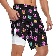 [ZZXXB] French Pitbul Dog Athletic Shorts for Men with Pockets 2 in 1 Quick Dry Running Shorts S-3XL