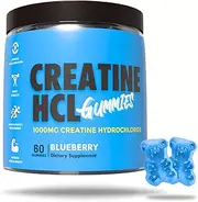 Creatine HCL Gummies – 1000mg Blueberry Flavor for Rapid Absorption | Enhance Muscle Size, Strength, Endurance & Power | No Loading Required, Faster than Creatine Monohydrate | 30 Serves