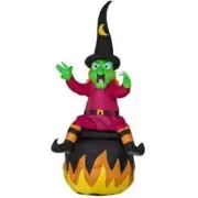 4ft Gemmy Airblown Witch Sitting on a lighted Cauldron Yard Inflatable RARE 2011