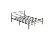 Gale Classic Bed Frame Wooden Post Metal Frame Queen Size - Maple & Black