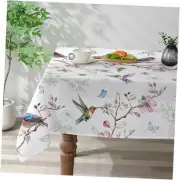 Spring Tablecloth 60x84 Inch Rectangle - 60"x84"- Rectangle Floral Bird