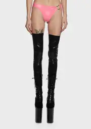 [Behind Closed Drawers] Pink Broken Hearts Latex Thong