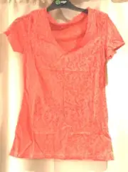 zumba coral pink peach camo style t shirt top ladies lightweight dance, Medium