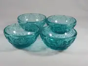 Pioneer Woman Teal Pressed Glass 3.1" Condiment Mini Bowl Set of 4 NEW