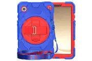 Samsung Galaxy Tab A9 8.7 inch 2023 Rotatable Hand Strap Pencil Holder & Shoulder Strap Kids Super-Hero Case-Blue&Red