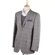 NWT $1050 LUIGI BIANCHI Gray and Brown Check Wool Sport Coat 40 R Peak Lapels
