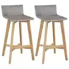 2pcs 40x45x90cm Counter Wood Bar Stool Chairs Poly Rattan Kitchen Back Barstools
