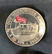 IN-N-OUT BURGER 300th STORE MINTED SILVER "PROOF" CHALLENGE COIN 2015 VERY RARE!