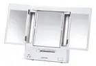 Tri-Fold Two-Sided Makeup Mirror with Lights - Vanity Mirror with 5X Magnificati