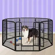 Beastie 32" Foldable Pet Dog Metal Playpen Enhanced, Universal Portable Pet Exercise Cage Play Yard Enclosure Fence for Indoor Outdoor, 8 Panels Folding Dog Play Pen Frame for Puppy Cat Rabbit Animal