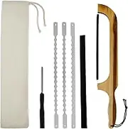 Bow Bread Knife, Stainless Steel Bread Cutting Tool with 3 Replacement Stainless Steel Serrated Blades, Multipurpose Sourdough Bread Knife for Homemade Bread