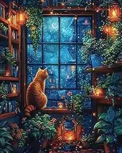 Zythron Paint by Number Kits for Adults, Cat Night Sky Paint by Number Kits for Beginner,Landscape Paint with Acrylic Paint on Canvas DIY Canvas Art Oil Painting for Home Decor 16 x 20 Inch