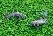 Garden Sculptures & Statues | Garden Statues | Fish Statue | Antique Copper Fish Garden Statue | Set of 2 Fish Sculpture Garden for Outdoors, Patio Decor, Backyard and Home Kitchen Decoration