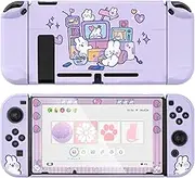 YOCORE Purple Protective Case for Switch, Slim Grip Cover with Screen Protector, Shockproof and Anti-Scratch Design, Split Hard Shell Compatible with Switch and Joystick - mongmong