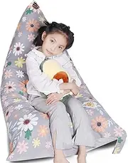 LOLOMLO Stuffed Animal Storage Bean Bag Chair Cover, Velvet Canvas Gray Sunflower Plush Toy Storage Stuff and Sit Seat for Kids/Teens/Adults, 52" x 31" Extra Large Sofa, 200L/52Gal, Cover Only