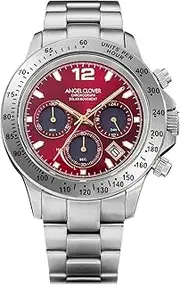 [ANGEL CLOVER] NLUS44SSV-RE Men's Luce Solar Casual Watch, Silver, red, Bracelet Type