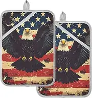Pot Holders Heat Resistant 4th of July Independence Day Brown Bird Potholders for Kitchens with Pockets Hot Pads for Kitchen Oven Mitts 2 Pack