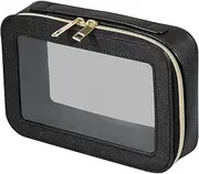[CCJZBCAU] Clear Makeup Bags,TSA Approved Toiletry Bag, Travel Clear Cosmetic Bag for Women Men Quart Size Bag, Waterproof Toiletry Travel Bag Stylish Makeup Pouch with Double Zippers (Black)