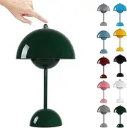 New Wireless LED Flowerpot Table Lamp - Northern Europe Retro Touch Dimmable Mushroom Light With 3 Brightness Modes, Decorative Battery Operated Bedside Lamp, Green