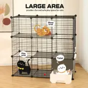 3 Tier Cat Cage Enclosure DIY Pet Crate Rabbit Hutch with Litter Box Large