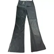 Nwt Motel Rocks Sz Small Black Faux Leather PU Zolen Flare Trouser Split Hem