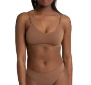 Capezio Women's Standard Clear Back Bra in Dark Tan Brown Size XL NWT
